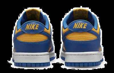 图中这款 Nike Dunk Lo潮牌资讯w 疑似以“UCLA”为主题设计（Nike Dunk Low“UCLA”配色鞋款公布，期待发售）