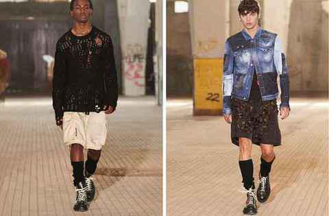 格纹、字母印花、扎染甚至潮牌是碎花元素的出现也丝毫不稀奇（Dsquared2 全新 2022 春夏系列亮相秀场，和谐矛盾感）