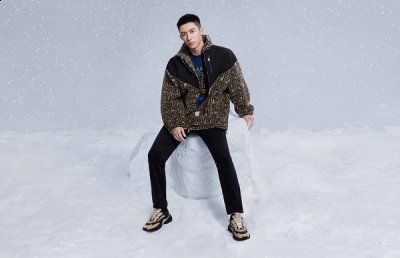  FILA 联名 GARA 鞋款、卡其色绒潮牌信息毛针织衫以及红蓝撞色的半拉链卫衣（LANVIN x 斐乐联名 110 周年纪念系列开售，复古奢华）