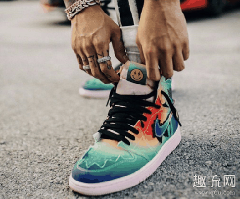 aj1渐变彩虹价格趋势会涨吗 aj1彩虹扎染上脚穿搭图