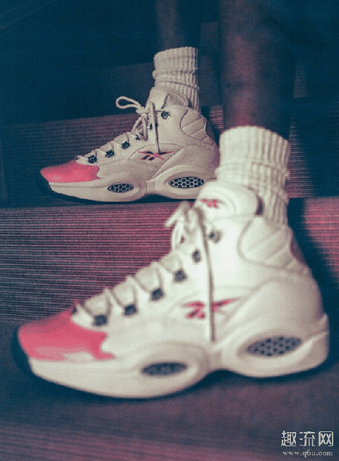 Reebok Question Mid粉脚趾上脚效果图曝光!骚气猛男色来袭!