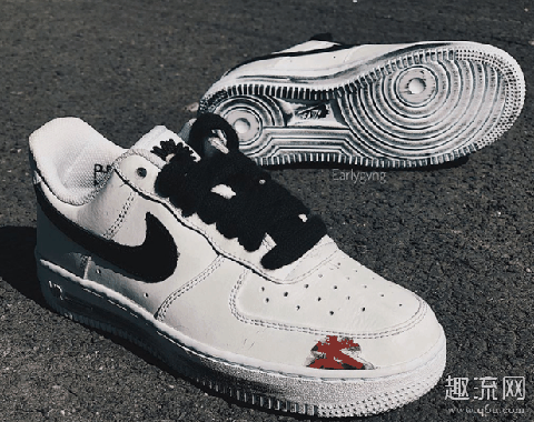 权志龙 x AF1白色刮刮卡反系鞋带上脚 PEACEMINUSONE x AF1 Low白色版本细节图