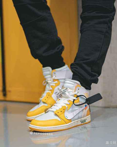 OW x AJ1全新白黄配色上脚 OWAJ1怎么洗