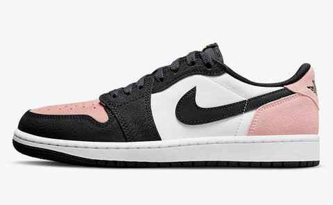 这边 Jordan Brand 又推出了潮牌汇潮牌网店一款低帮版 AJ1 黑粉脚趾设计（黑粉脚趾 AJ1 Low 全新“Bleached Coral”配色鞋款上架）