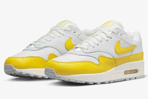  Air Max 1 全新灰白黄配色潮牌鞋款 目前没有明确何时发售（Air Max 1 全新灰白黄配色鞋款释出，夏日气息）