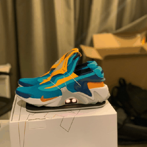 耐克Adapt Huarache青蓝开箱测评 耐克自动系鞋带怎么使用