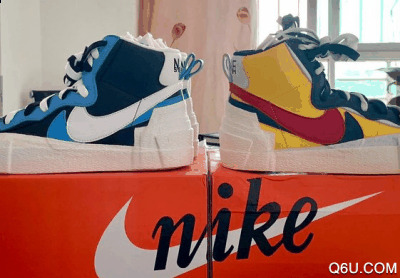 同时还有两潮牌副替换鞋带（Sacai× Nike blazer mid开箱 Sacai× Nike blazer mid如何搭配）