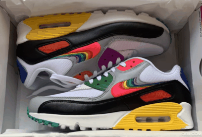 Nike Air Max 90彩虹配色潮牌商城开箱 Max 90能增高多少（Nike Air Max 90彩虹配色开箱 Max 90能增高多少）