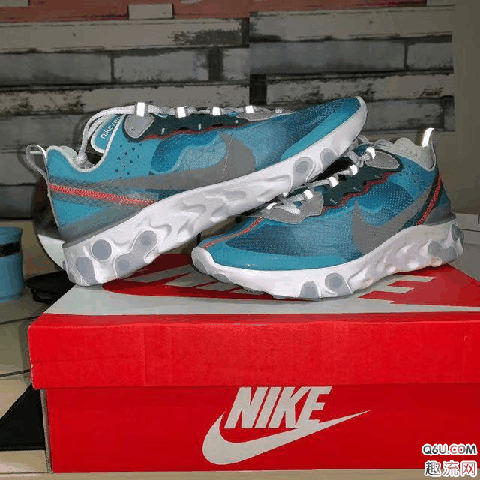 耐克react Element 87湖水蓝开箱测评 Nike react Element 87湖水蓝上脚图