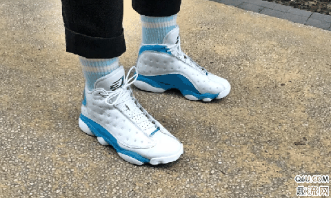 AJ13北卡蓝保罗开箱测评 aj13北卡蓝保罗上脚图