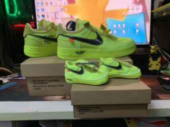 AF1 ow荧光绿父子鞋开箱测评 AF1 ow荧光绿实物细节赏析 