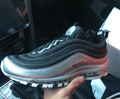 耐克Air max97 液态黑银子弹开箱测评 耐克Air max97 液态黑银子弹实物欣赏