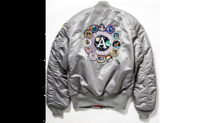 包括经典的 NASA logo 和这次潮牌信息的主题“鹰眼阿波罗” 2 号 logo （Alpha Industries的MA-1 夹克好看吗 Alpha Industries的MA-1 夹克多少钱）