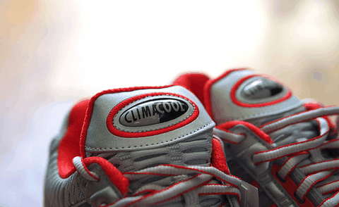 稳了 依然随意的小票 阿迪 Climacool 1 跑鞋实物欣赏 主角登潮牌品牌场 鞋头左右各有一个开孔 45°满满的年代感 元年最经典是白色配上红色三条杠（阿迪 Climacool 1 跑鞋开箱 阿迪 Climacool 1 跑鞋实物欣赏）