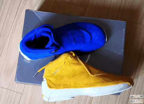 AJ18黄蓝麂皮开箱测评 AJ18黄蓝麂皮实物细节赏析
