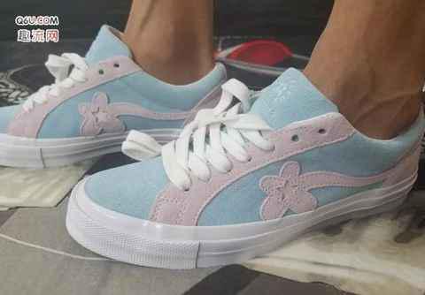 颜色换个潮牌淡色的（匡威联名小花开箱 Converse x GOLF le FLEUR*撞色系列上脚好看吗）