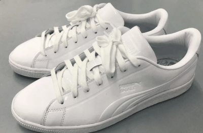  PUMA Basket Classic运动鞋细节赏潮牌汇潮牌网析 鞋子的侧面有PUMA BASKET的LOGO标识（彪马Basket Classic纯白开箱测评 PUMA Basket Classic运动鞋细节赏析）