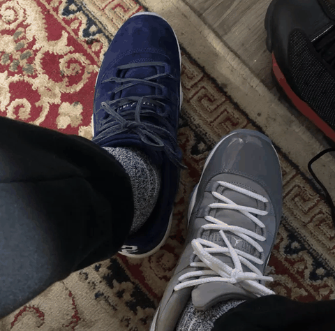 AJ11蓝麂皮低帮版开箱图 aj11 low蓝麂皮上脚欣赏