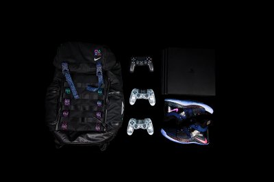 并在第一时间为大家带来开箱展示！ PG2 xPlaystation 套装包含：Nike 背包、一潮牌台 PS4、两支联名手柄、一支原装手柄、一双PG2！ PG2 xPlaystation 鞋身采用 SONY Playstation 标志性的钢琴黑示人（PG2 x Playstation套装开箱图 PG2索尼套装开箱赏析）