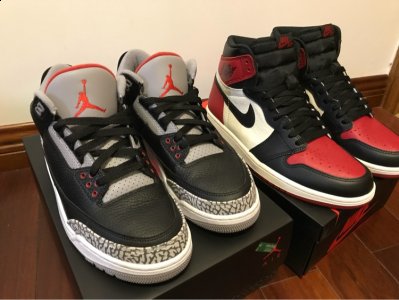  最近耐克A潮牌信息J系列精品不断（AJ1黑红脚趾和AJ3黑水泥买哪个 AJ1黑红脚趾和AJ3黑水泥上脚对比）