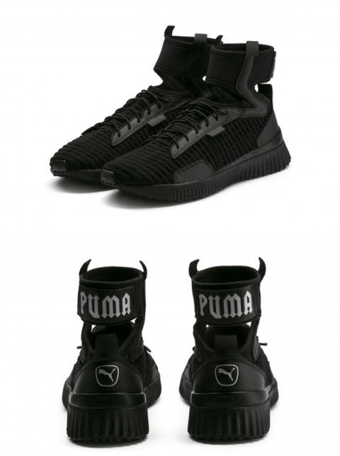 缔造出色的合脚潮牌商城度和穿脱便捷度（ PUMA Trainer Mid纯黑怎么样 Fenty x Puma 联名款Trainer Mid多少钱）