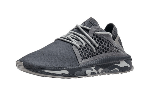 最后搭载迷彩潮牌信息缓震鞋底收尾（ 彪马Tsugi Netfit跑鞋好看吗 PUMA Tsugi “CAMO”在哪买）