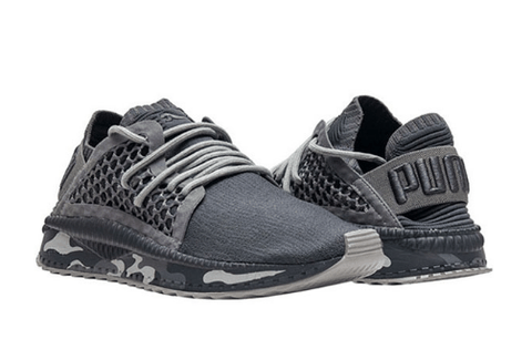 最后搭载迷彩潮牌信息缓震鞋底收尾（ 彪马Tsugi Netfit跑鞋好看吗 PUMA Tsugi “CAMO”在哪买）
