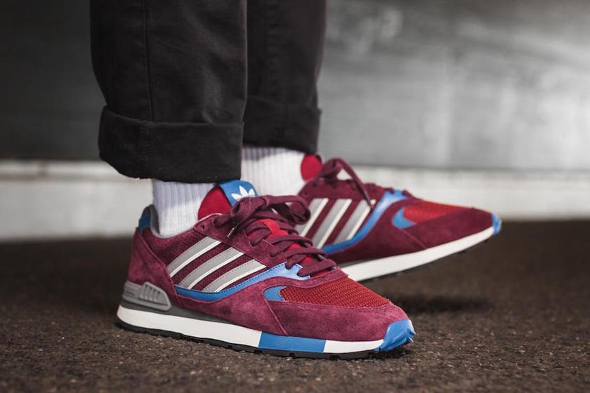 象征着三条纹潮牌延伸至全世界（阿迪 Quesence 紫红色好看吗 adidas Quesence全新配色“Maroon”多少钱）