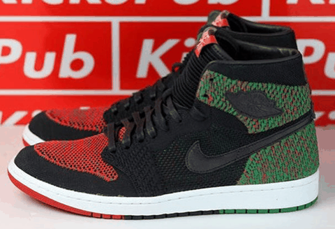 完美的红绿黑三潮牌品牌种颜色相间在一起（AJ1 Flyknit全新黑人月配色怎么样 Air Jordan 1 Flyknit “BHM”多少钱）