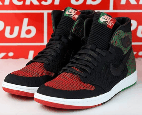 完美的红绿黑三潮牌品牌种颜色相间在一起（AJ1 Flyknit全新黑人月配色怎么样 Air Jordan 1 Flyknit “BHM”多少钱）