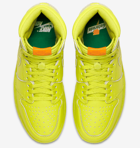 饮料色终于潮牌商城凑齐了三个（ AJ1“Gatorade”柠檬黄细节鉴赏 AJ1佳得乐柠檬黄深度赏析）