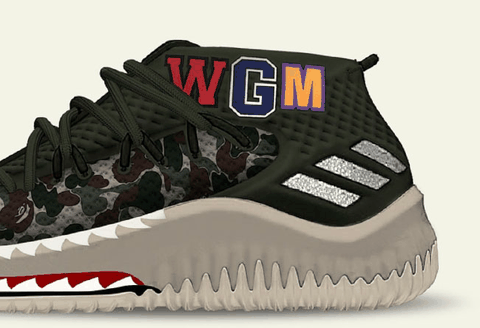 将经典鲨鱼元素的各潮牌汇潮牌网个细节均呈现到鞋身之上（BAPE x adidas 利拉德DAME 4好看吗 BAPE x adidas DAME 4深度赏析）