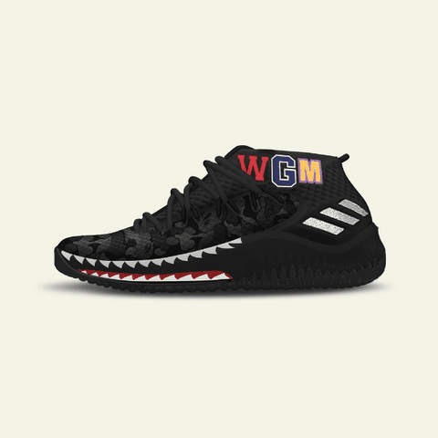 将经典鲨鱼元素的各潮牌汇潮牌网个细节均呈现到鞋身之上（BAPE x adidas 利拉德DAME 4好看吗 BAPE x adidas DAME 4深度赏析）