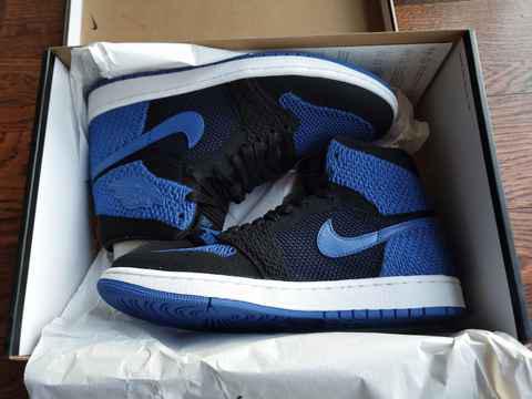 AJ1 Flyknit 皇家蓝开箱图 AJ1“Royal”编织款实物开箱