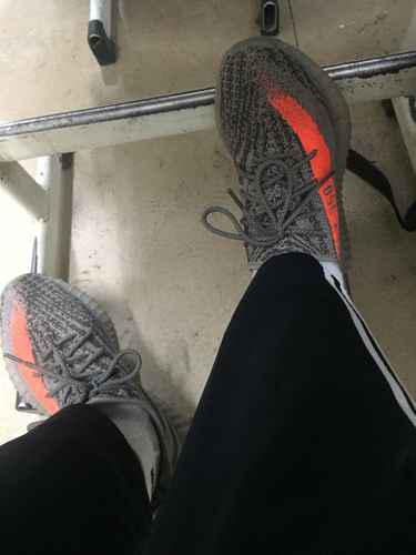 椰子350 v2灰橙2.0开箱图 yeezy 350 v2