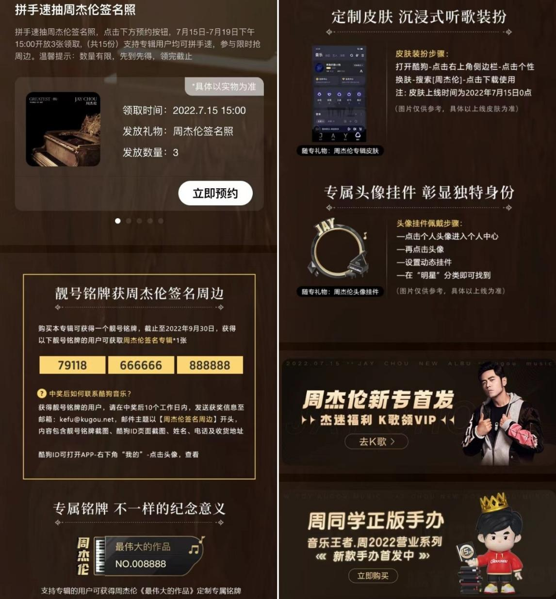 网友纷纷留言:这次专辑活动可谓潮牌信息“仪式感十足、情怀值拉满、福利包超值”（新专辑预售1秒登上酷狗热搜榜第一能打败周杰伦的只有周杰伦）