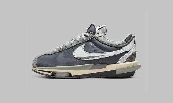 前掌中底夸张的潮牌汇潮牌网 Zoom Air 单元十分抢眼（Sacai x 耐克全新联名 Cortez 4.0「Grey」鞋款抢先预览）