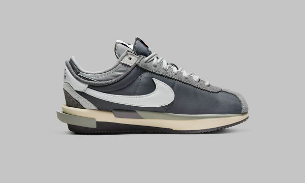 前掌中底夸张的潮牌汇潮牌网 Zoom Air 单元十分抢眼（Sacai x 耐克全新联名 Cortez 4.0「Grey」鞋款抢先预览）