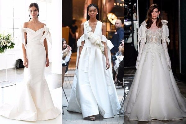  8.用波西米亚风营造一些浪漫感觉 从左至右的秀场依次为：Sachin Babi、Jenny Packham 和 Elizabeth Fillmore 如果婚礼选择在海边 潮牌冬季如何御寒提醒（2018春季服装流行趋势 春季婚纱礼服流行趋势推荐 ）
