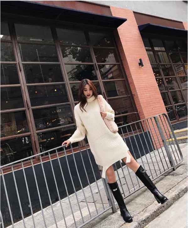 适合任何腿型的女生 2022秋冬潮牌新款推荐（白色毛衣裙搭配鞋子 四款搭配温暖春季 ）