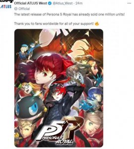 同时感谢来自全世界玩家粉丝的支持 潮牌游戏互动（Atlus：《女神异闻录5皇家版》重制版销量破百万）