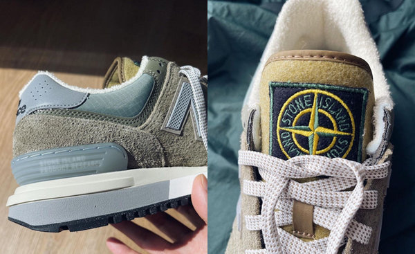 搭配白色毛绒内里、ENCAP 缓震中底、绣上 Stone Island 标志的鞋舌 2022冬季潮牌新款推荐（Stone Island x New Balance 574 联名鞋款细节曝光）
