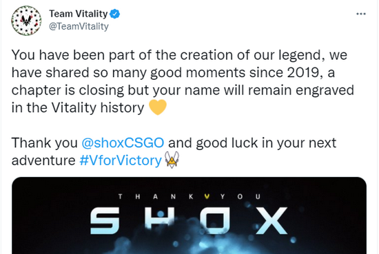 结束27个月的旅程 shox离开Vitality 潮牌游戏互动（结束27个月的旅程 shox离开Vitality）