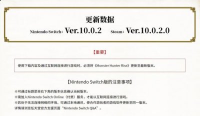 Steam为10.0.2.0版本 潮牌冬季如何御寒提醒（《怪物猎人：崛起》新版本发布 “曙光”DLC预加载）