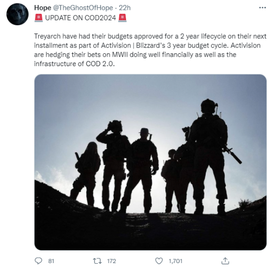不过目前这些流言都未得到证实 街拍潮牌推荐（不再是年货？曝2024年的使命召唤将持续更新两年）