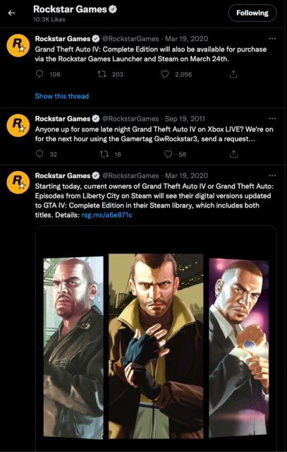这次的《GTA4》或许也有机会获得这个待遇 街拍潮牌推荐（GTA4重制版要来了？R星频繁点赞相关旧推文）