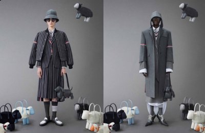  Thom Browne 还将细褶、夸张的肩部和裙摆融为一体 2023年最新流行（Thom Browne汤姆布朗2024度假系列释出）