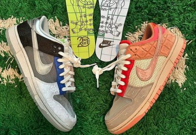 此次联名鞋身包含 CLOT x Nike 过去总共 11 个不同的设计元素 哪种潮牌品牌（CLOT x Nike Dunk「What The」联名鞋款高清图爆出）