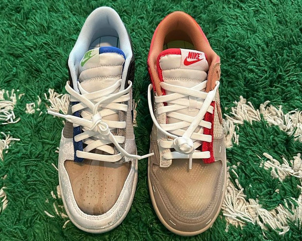 此次联名鞋身包含 CLOT x Nike 过去总共 11 个不同的设计元素 哪种潮牌品牌（CLOT x Nike Dunk「What The」联名鞋款高清图爆出）
