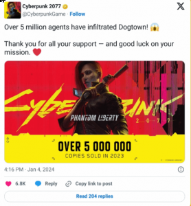《2077往日之影》销量破500万！欢迎来到狗镇 2023潮牌新款推荐（《2077往日之影》销量破500万！欢迎来到狗镇）